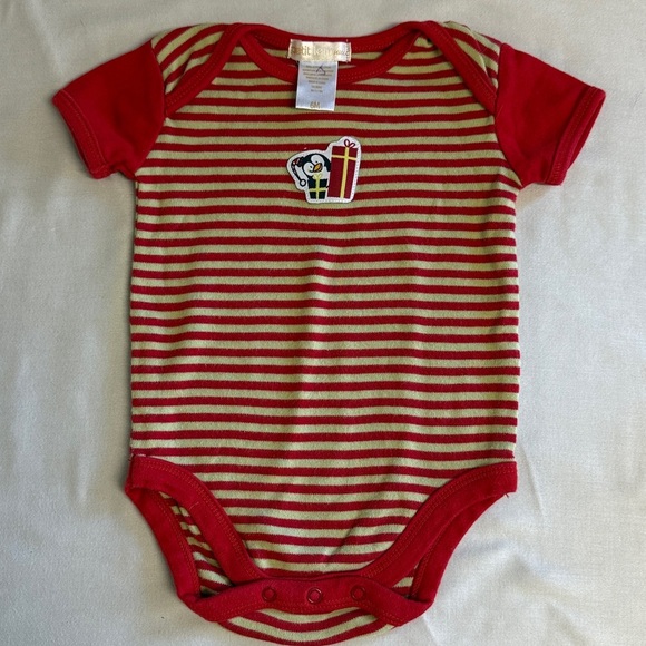 Petit Lem - Red and Cream Striped Baby Onesie Shirt - Picture 1 of 3